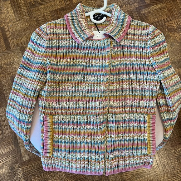 Chanel tweed sweater zip up jacket - Picture 2 of 9